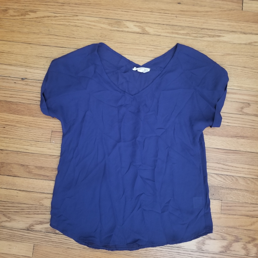 Women's Blue V-Neck Top
